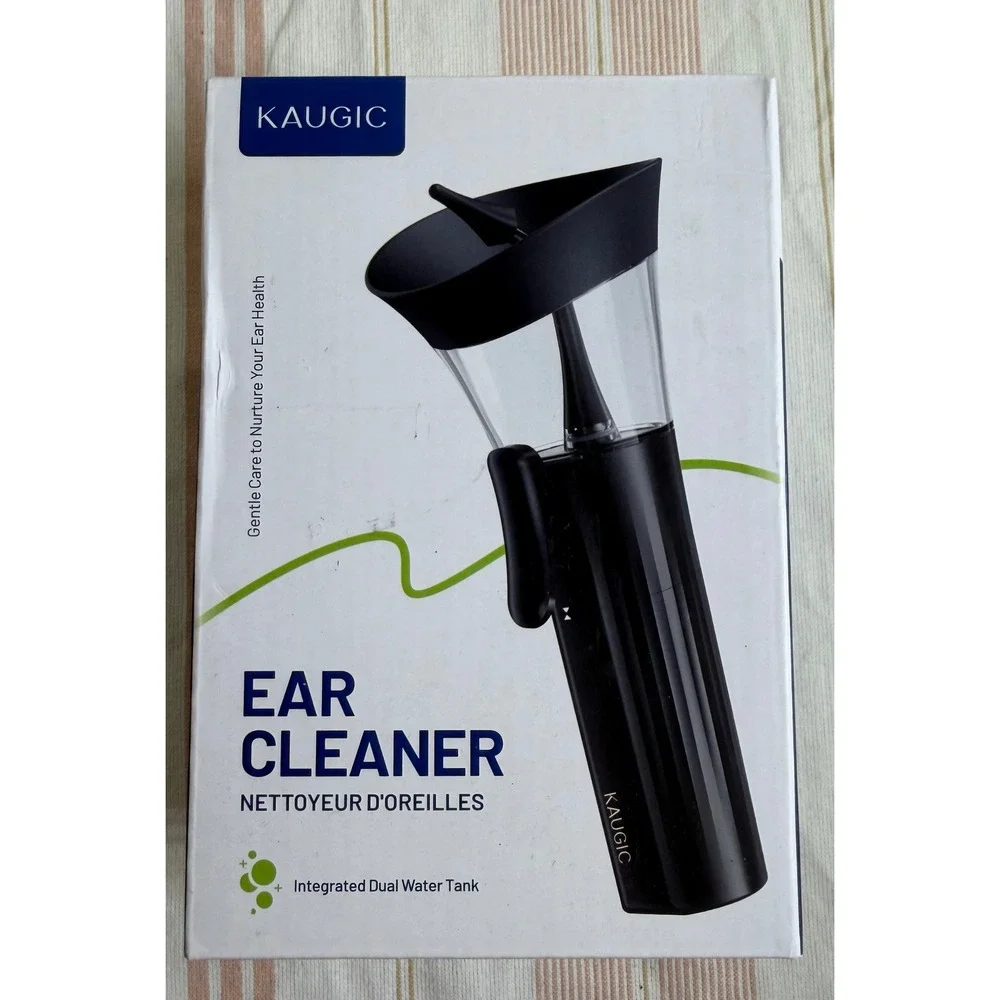 KAUGIC Electric Ear Cleaner Integrated Dual Water Tank Wax Removal System Black